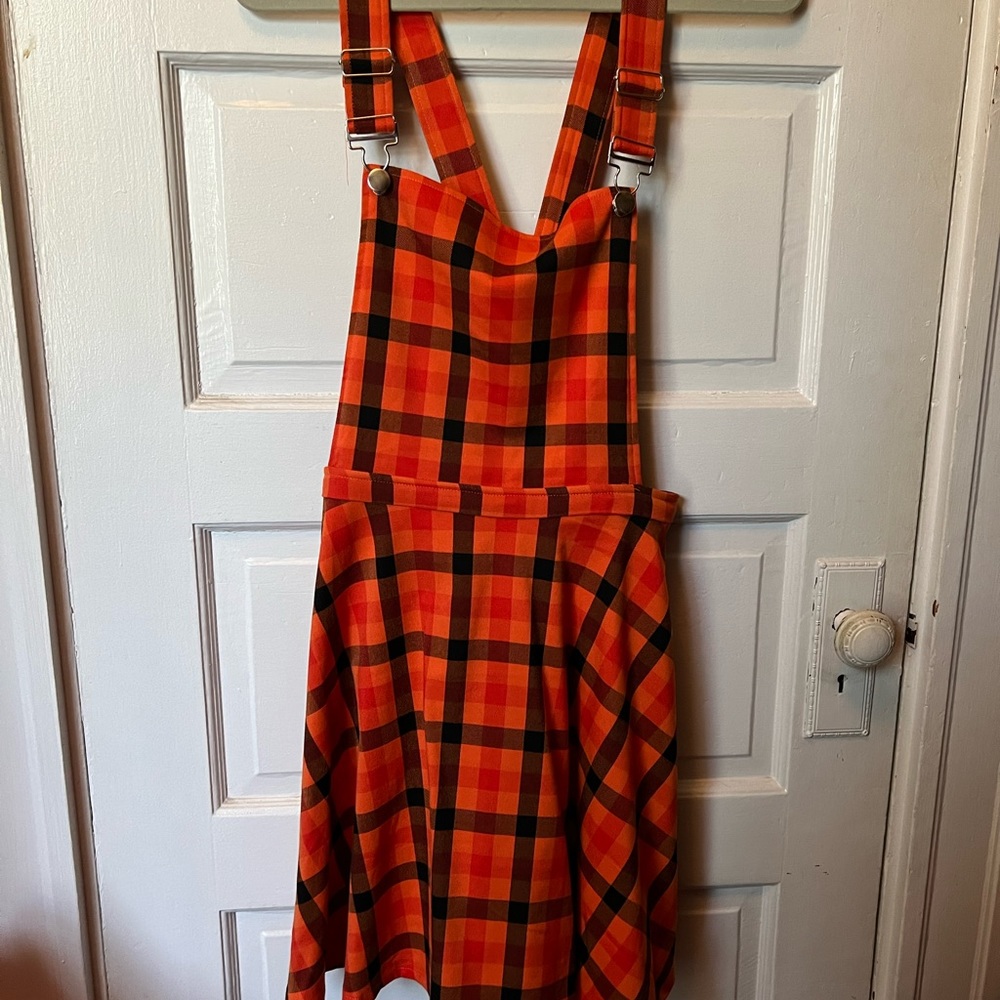 Halloween plaid pinafore overalls dress - new with tags